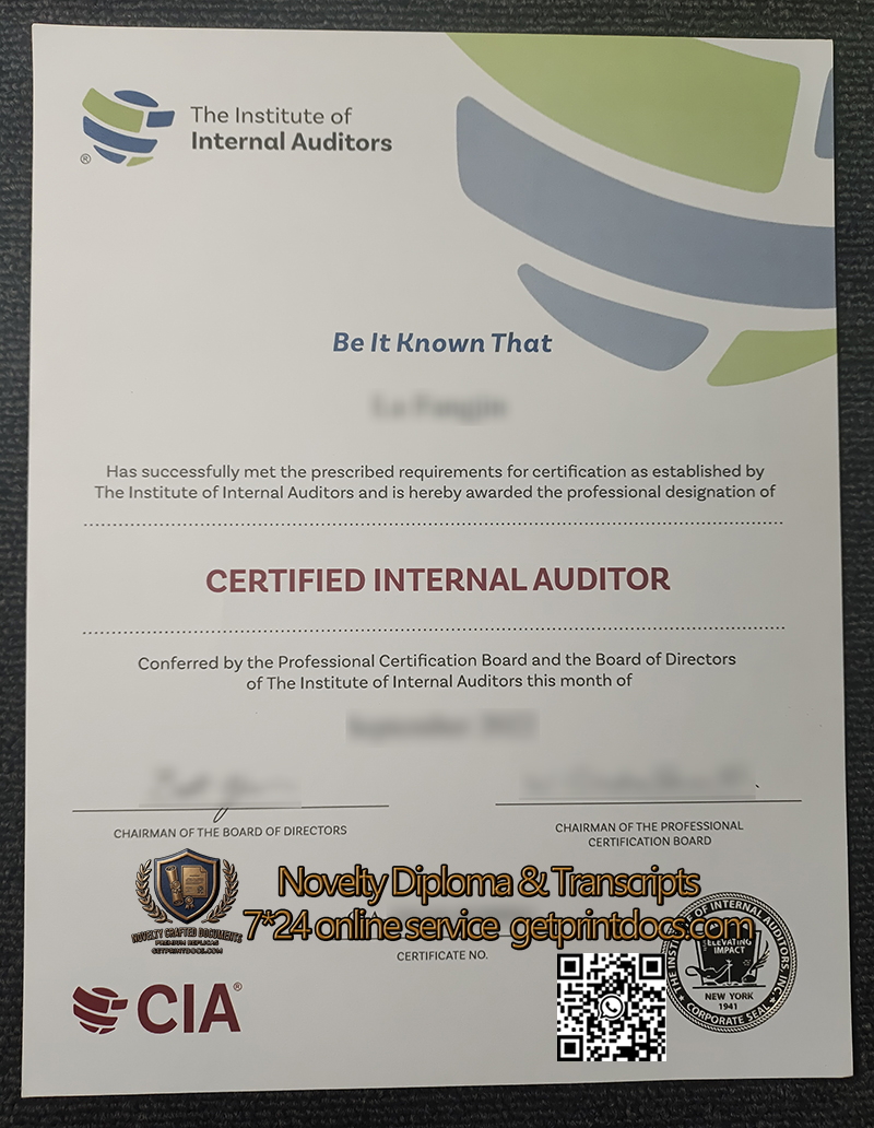 The Institute of Internal Auditors Certificate