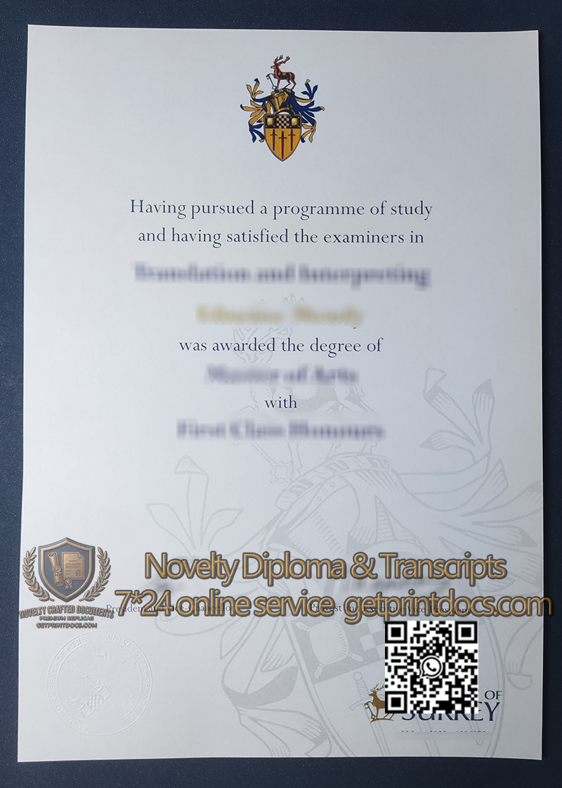 University of Surrey degree Certificate