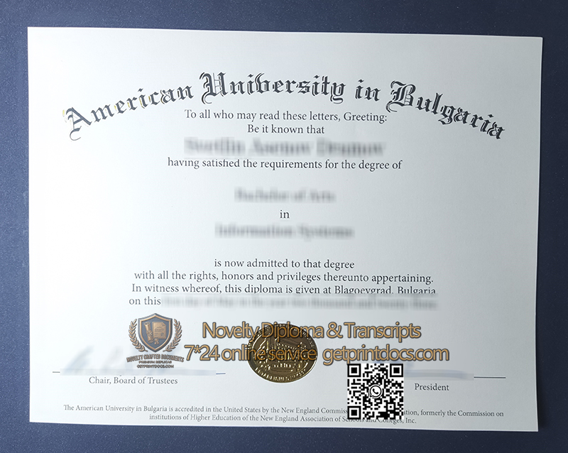 American University in Bulgaria diploma