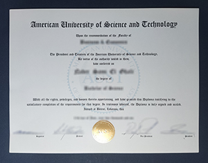 American University of Science and Technology diploma-FI