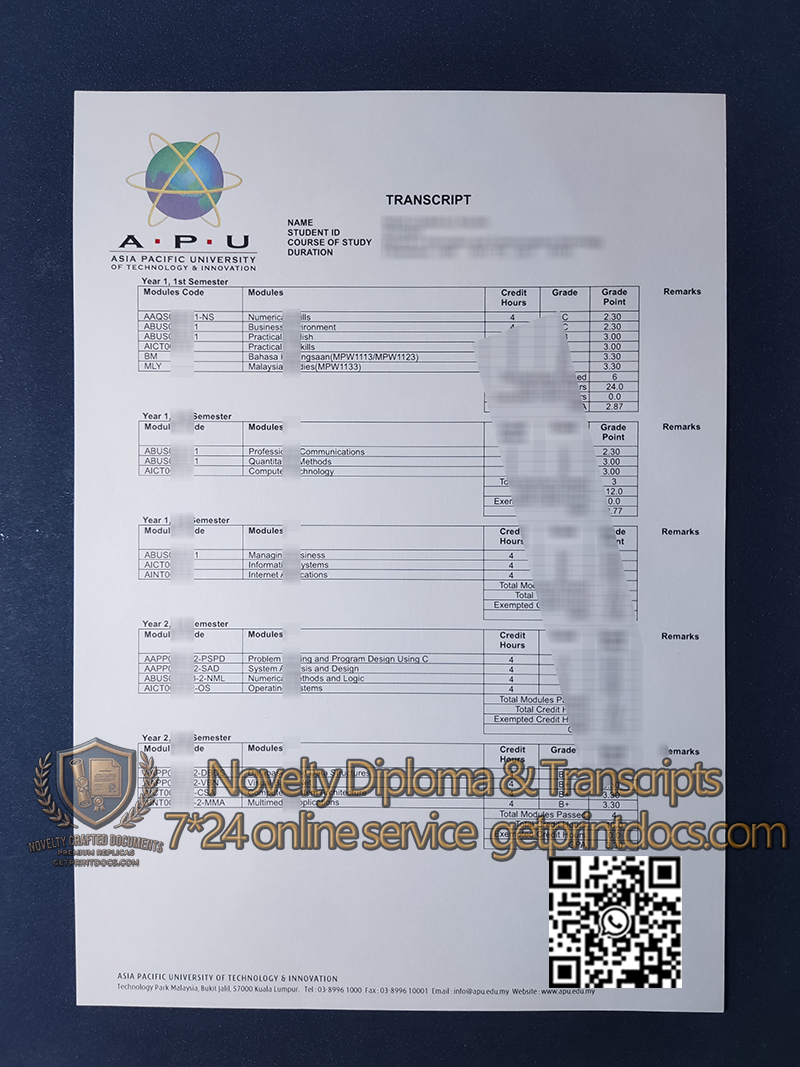 Asia Pacific University transcript-1