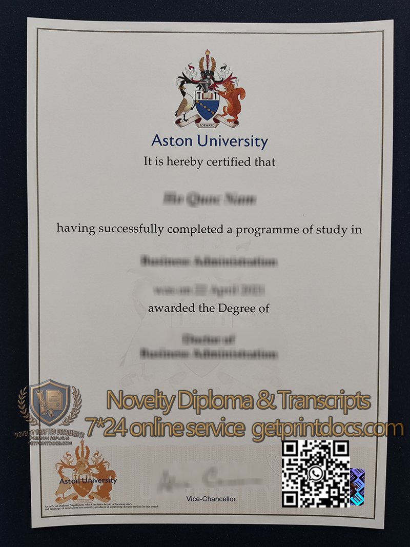 Aston University certificate