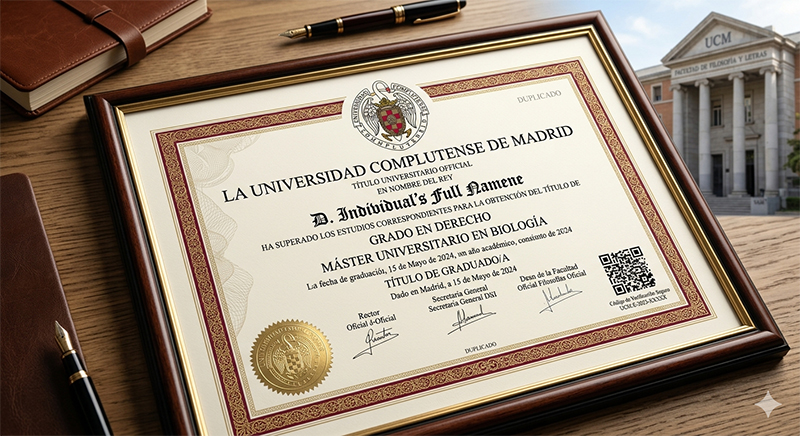 Complutense University of Madrid diploma