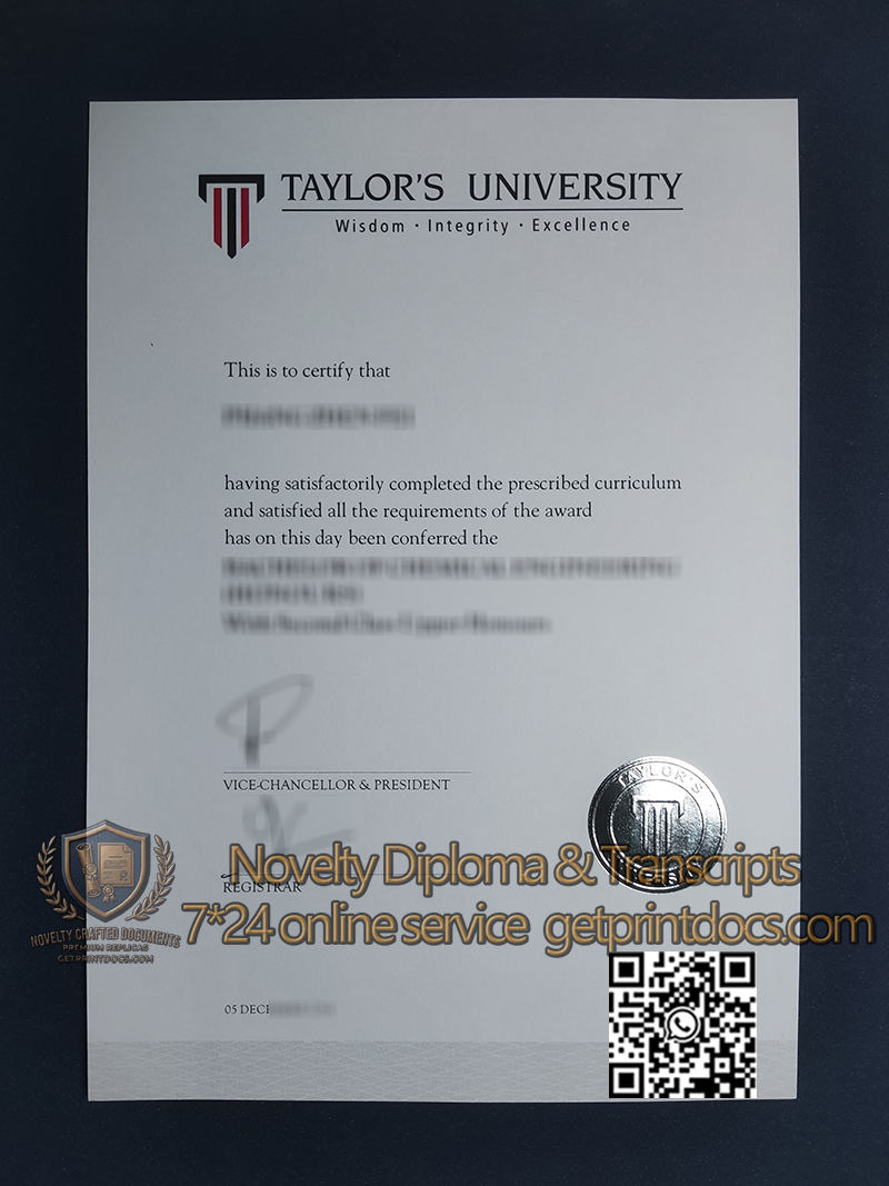 Taylor's University diploma