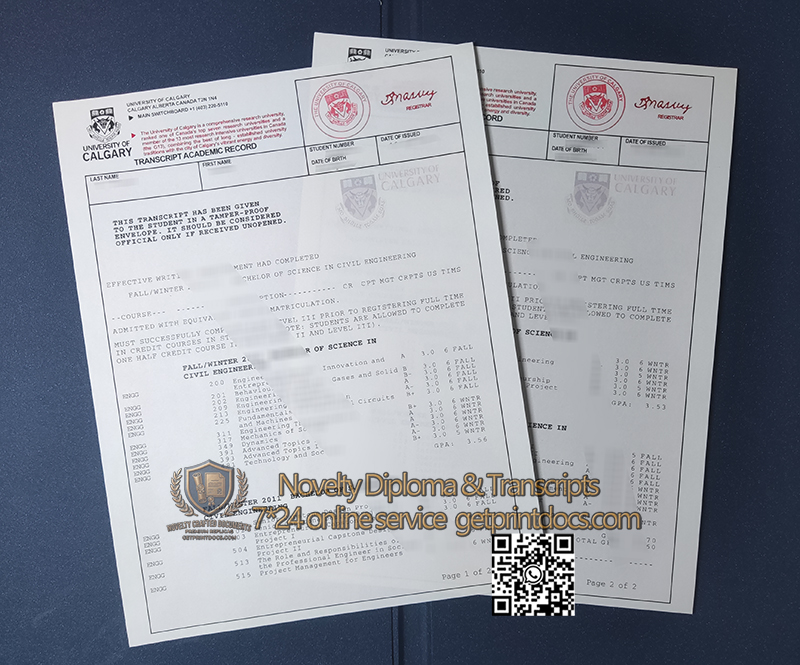 University of Calgary transcript