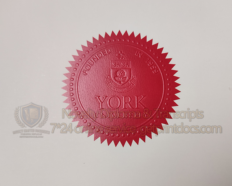 York University diploma of raised seal