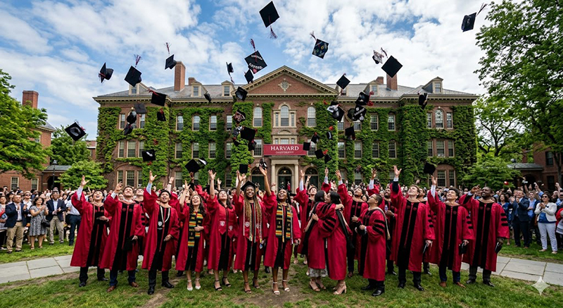 harvard-graduation-caps-thrown